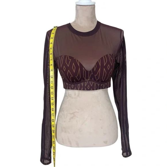 EUC Adidas x IVY PARK Wild Brown Monogrammed Mesh Crop Top (K-1) - Picture 9 of 15